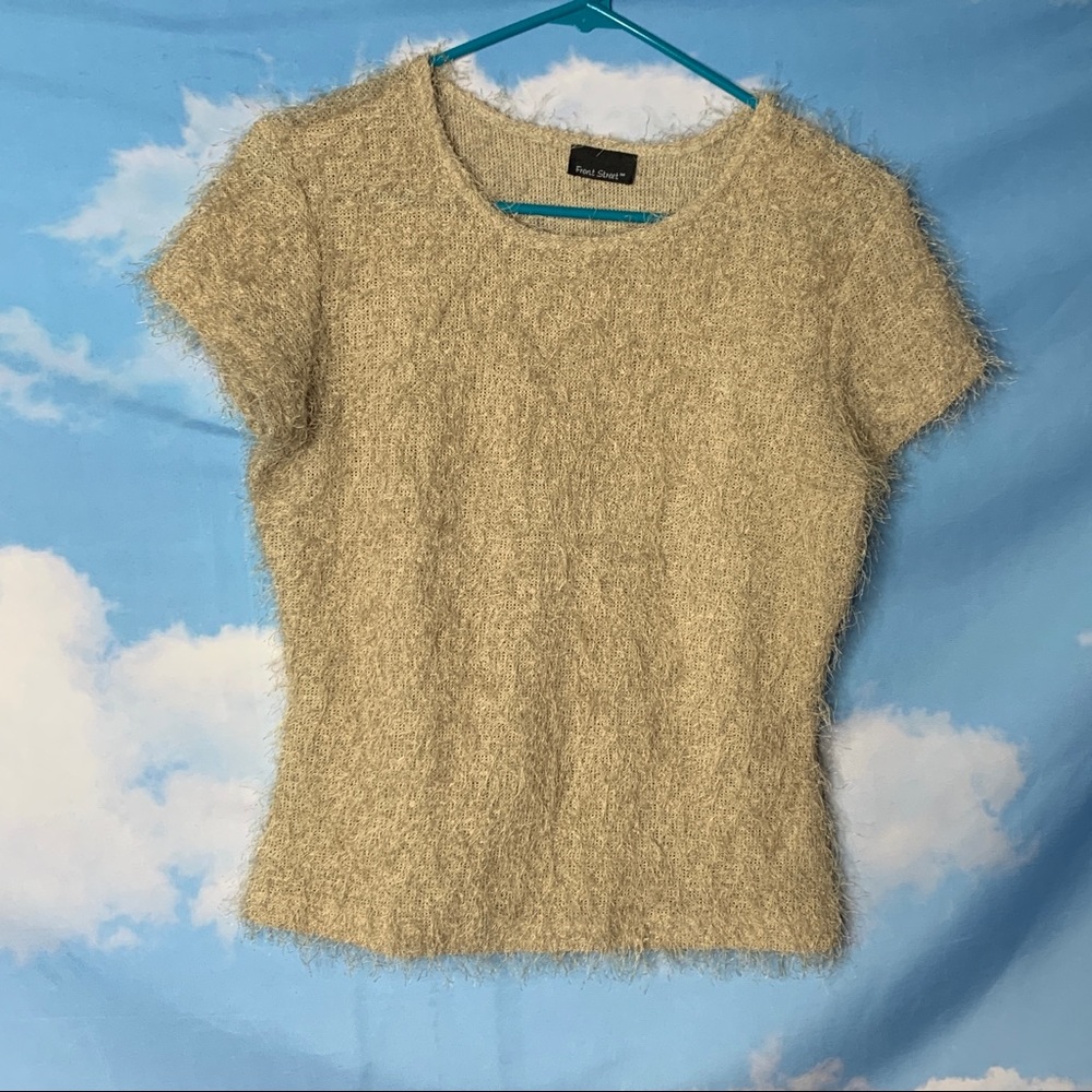 Front Street- Beige Short Sleeve Scoop Neck Top M